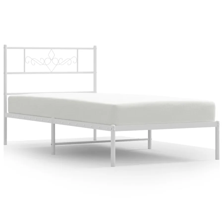 Cadre de lit métal sans matelas avec tête de lit blanc 80x200cm - 2