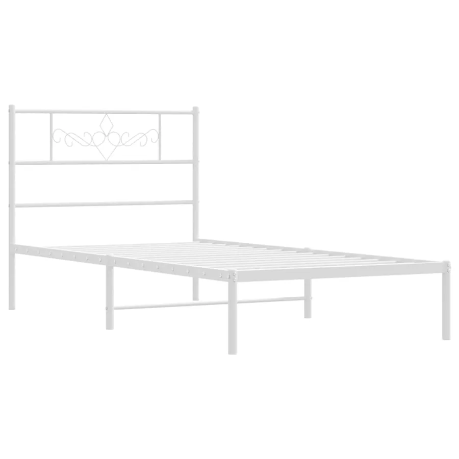 Cadre de lit métal sans matelas avec tête de lit blanc 80x200cm - 3