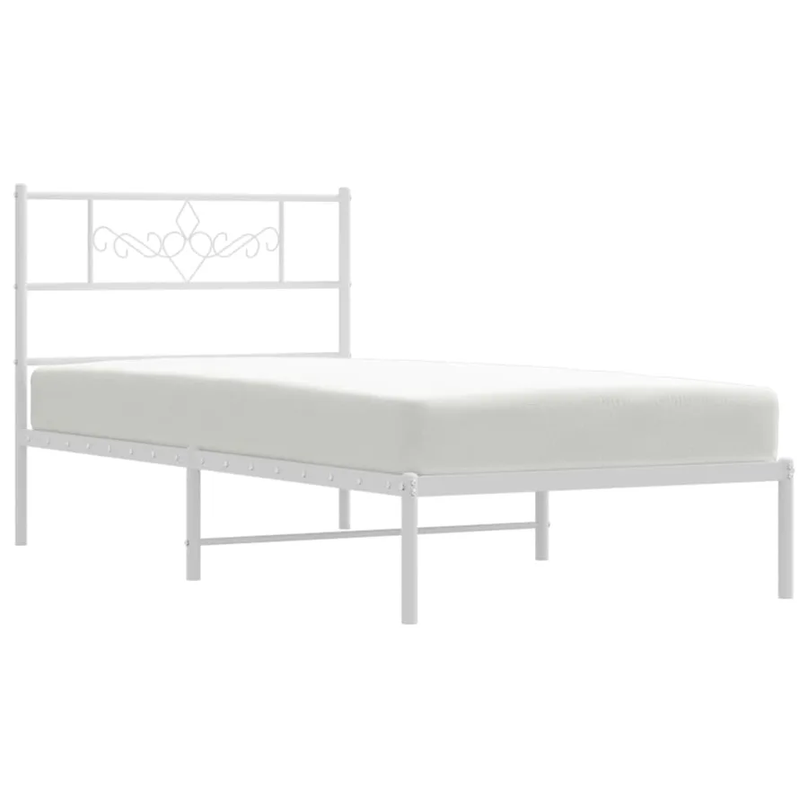 Cadre de lit métal sans matelas avec tête de lit blanc 80x200cm - 4