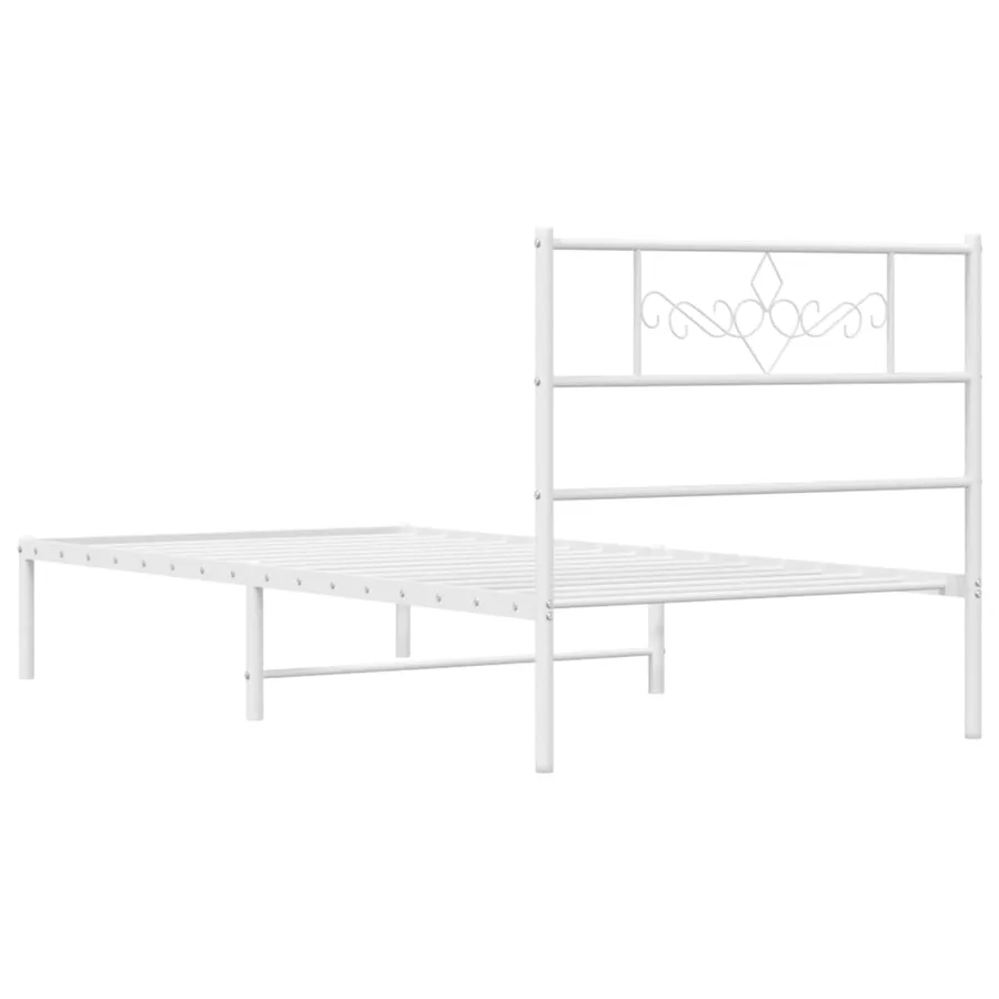 Cadre de lit métal sans matelas avec tête de lit blanc 80x200cm - 7