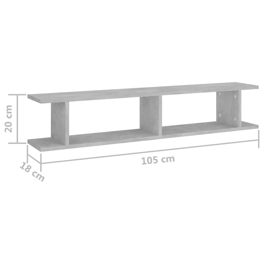Étagères murales 2 pcs Gris béton 105x18x20cm bois d'ingénierie - 7