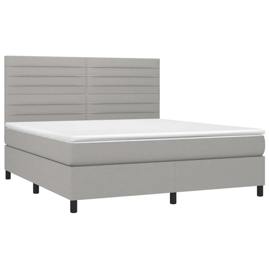 Sommier à lattes de lit et matelas et LED Gris clair 180x200 cm - 3