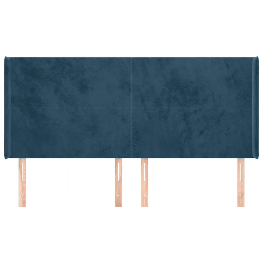 Tête de lit avec oreilles Bleu foncé 163x16x118/128 cm Velours - 3