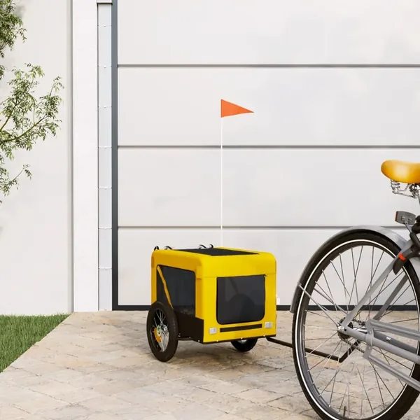 Remorque de vélo pour animaux de compagnie jaune et noir