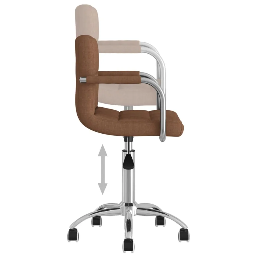 Chaise pivotante de salle à manger Marron Tissu - 5