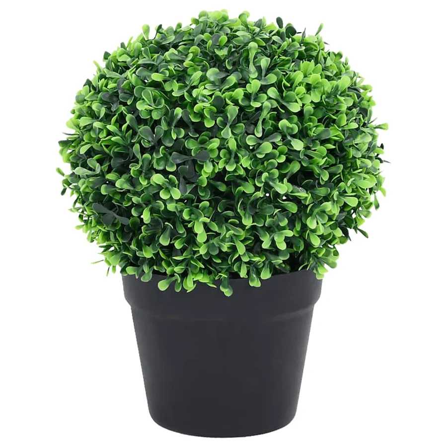 Plantes de buis artificiel 2 pcs avec pots Boule Vert 37 cm - 2