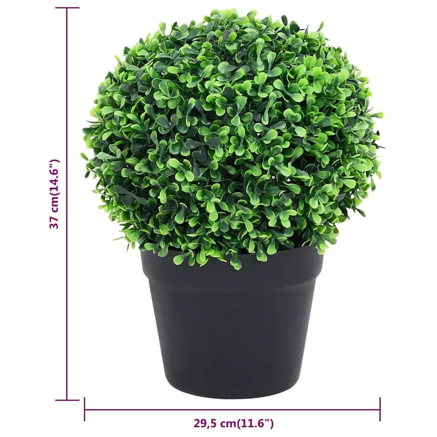Plantes de buis artificiel 2 pcs avec pots Boule Vert 37 cm - 6
