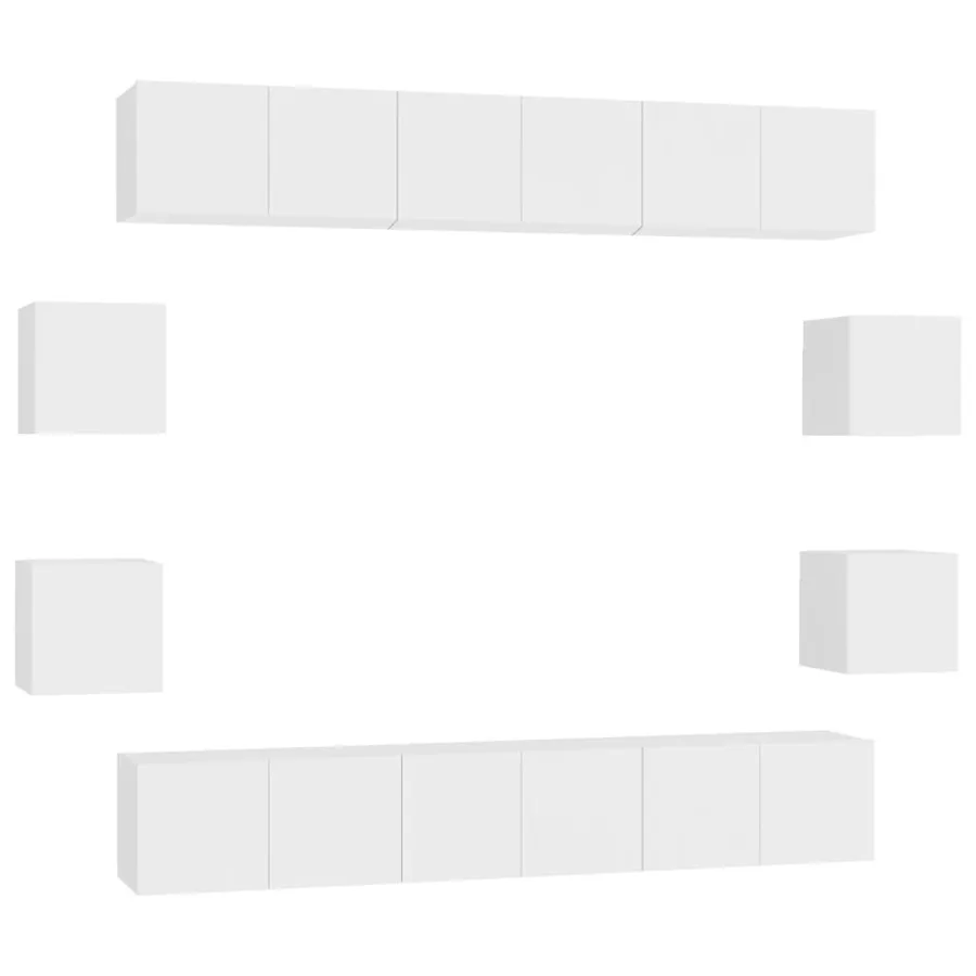 Ensemble de meubles TV 10 pcs Blanc Bois d'ingénierie - 2
