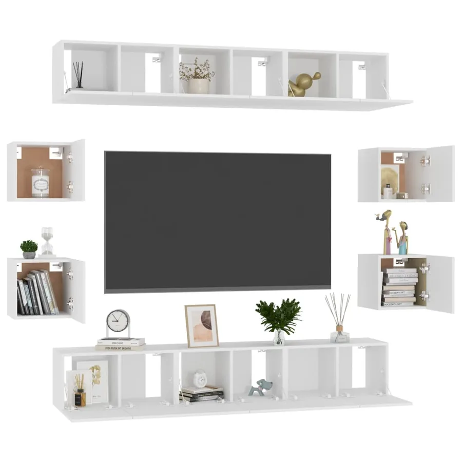 Ensemble de meubles TV 10 pcs Blanc Bois d'ingénierie - 6