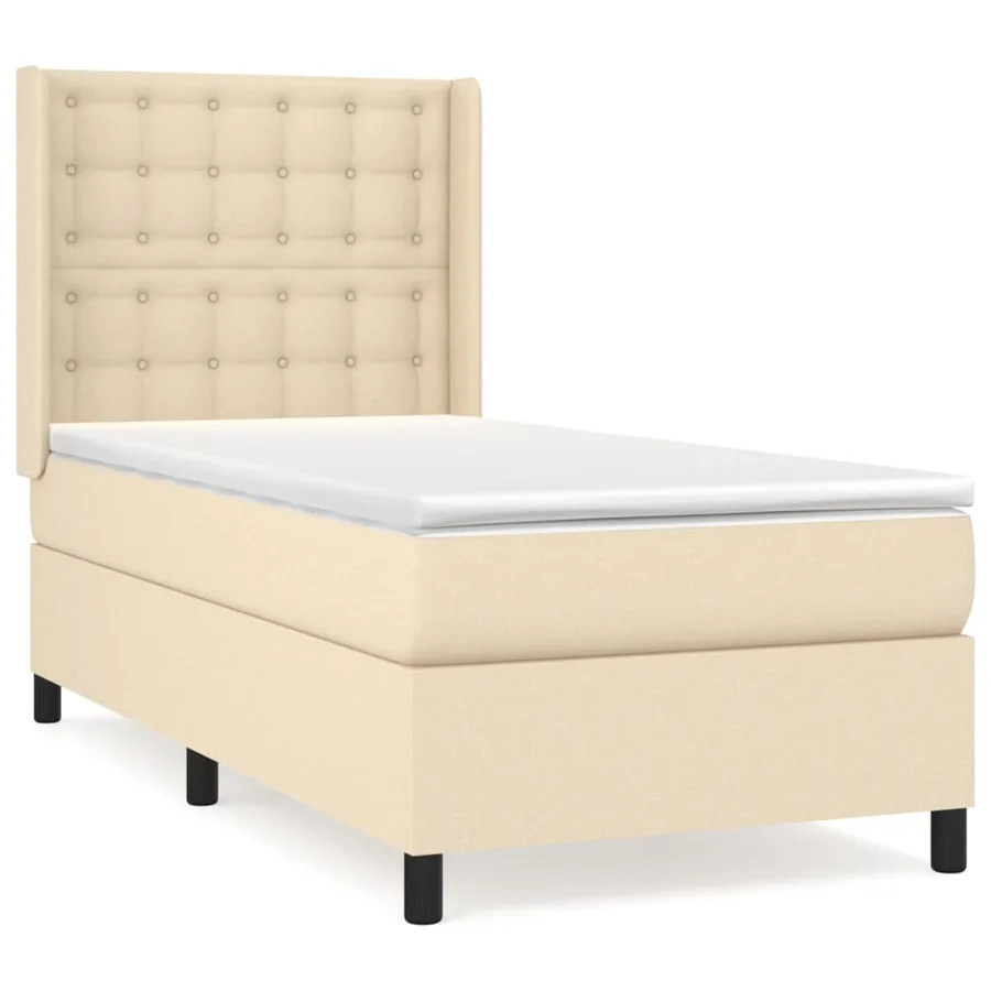 Sommier à lattes de lit avec matelas Crème 80x200 cm Tissu - 2