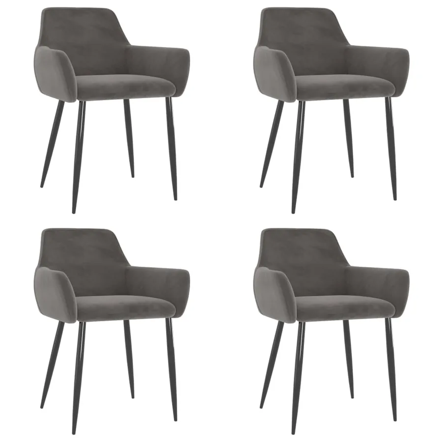 Chaises à manger lot de 4 Gris foncé Velours