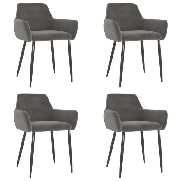 Chaises à manger lot de 4 Gris foncé Velours