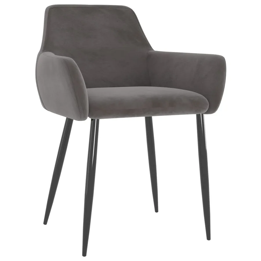 Chaises à manger lot de 4 Gris foncé Velours - 2