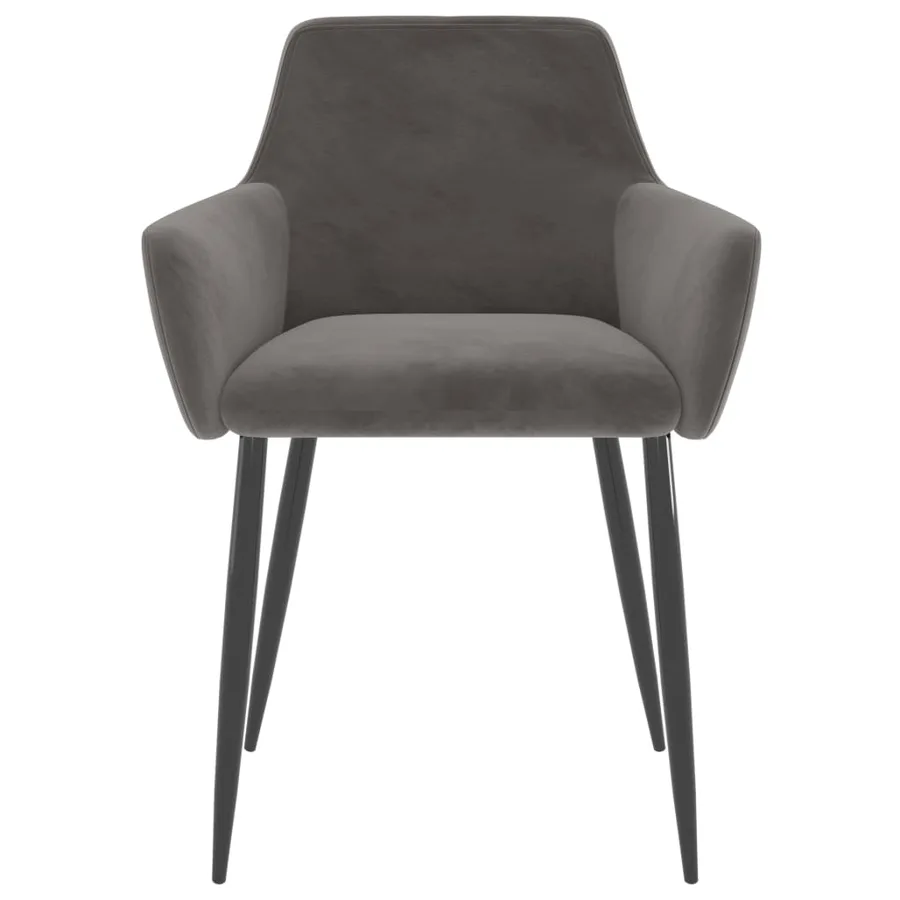 Chaises à manger lot de 4 Gris foncé Velours - 3