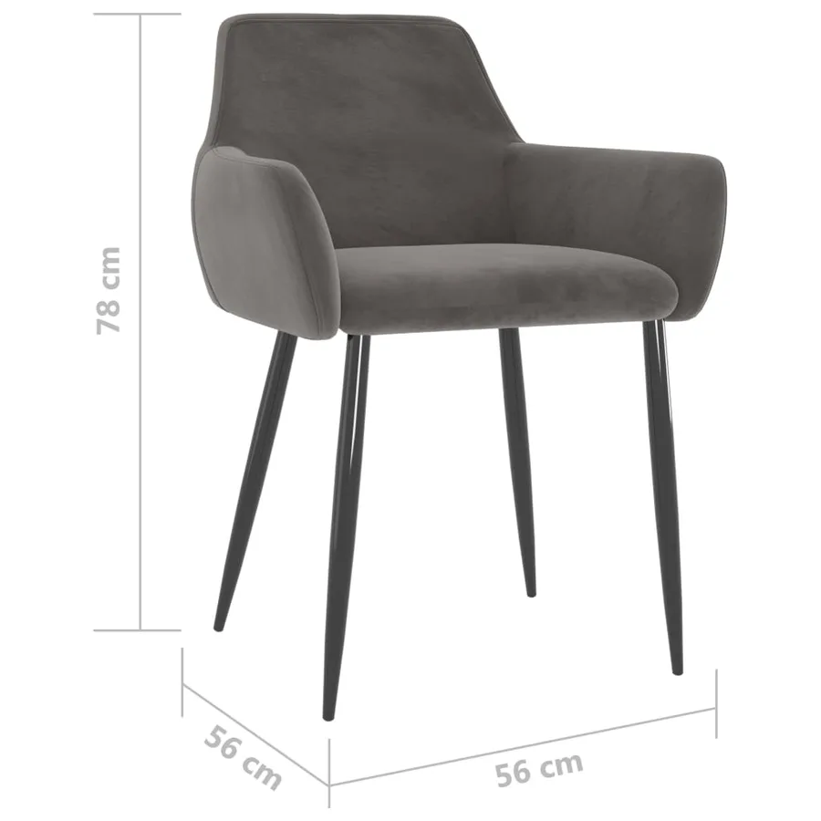 Chaises à manger lot de 4 Gris foncé Velours - 7