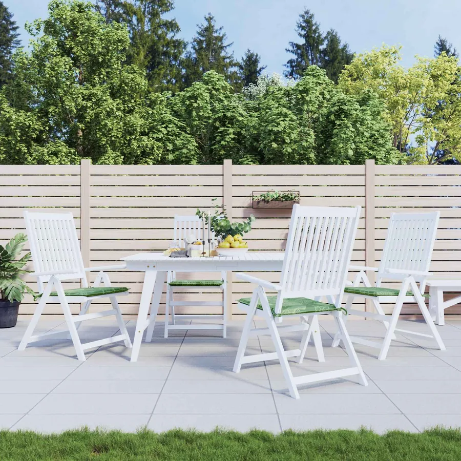 Coussins de chaise 4 pc Vert et blanc 50 x 50 x 4 cm