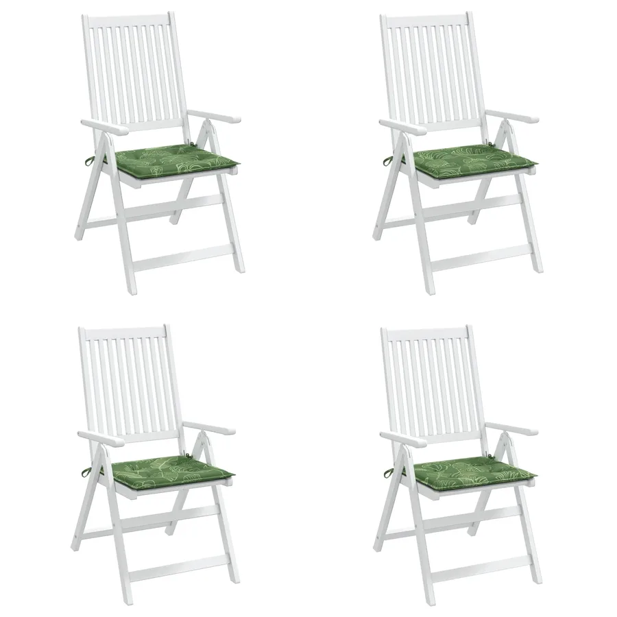Coussins de chaise 4 pc Vert et blanc 50 x 50 x 4 cm - 3
