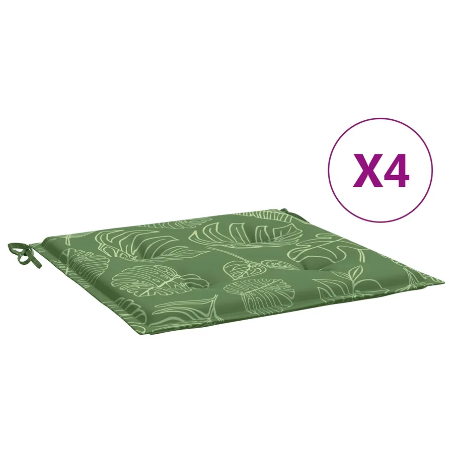 Coussins de chaise 4 pc Vert et blanc 50 x 50 x 4 cm - 4
