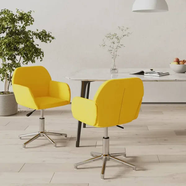 Chaises pivotantes à manger lot de 2 jaune moutarde tissu
