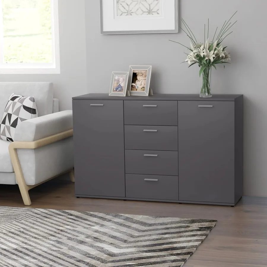 Buffet Gris 120x35,5x75 cm Bois d'ingénierie