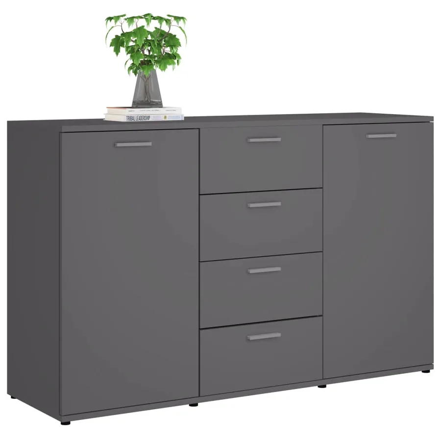 Buffet Gris 120x35,5x75 cm Bois d'ingénierie - 4