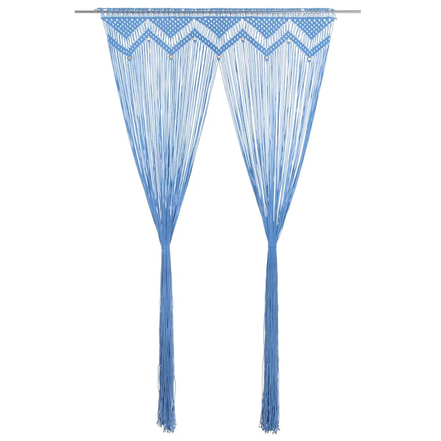 Rideau en macramé Bleu 140x240 cm Coton - 2