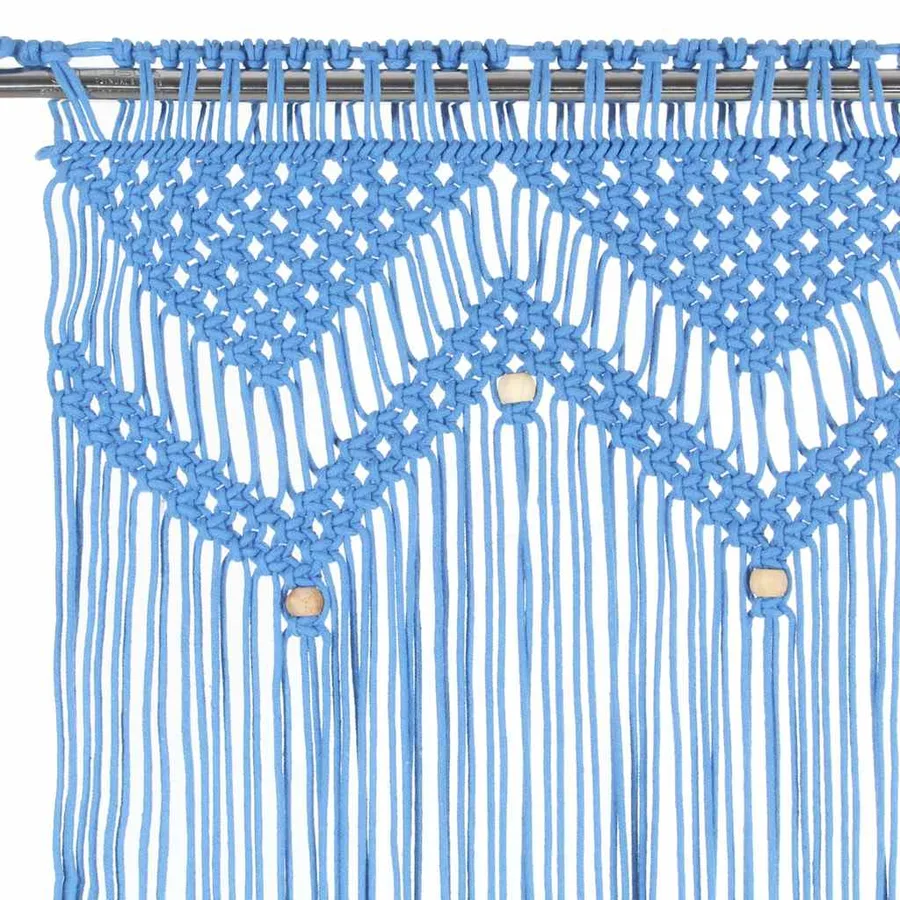 Rideau en macramé Bleu 140x240 cm Coton - 4