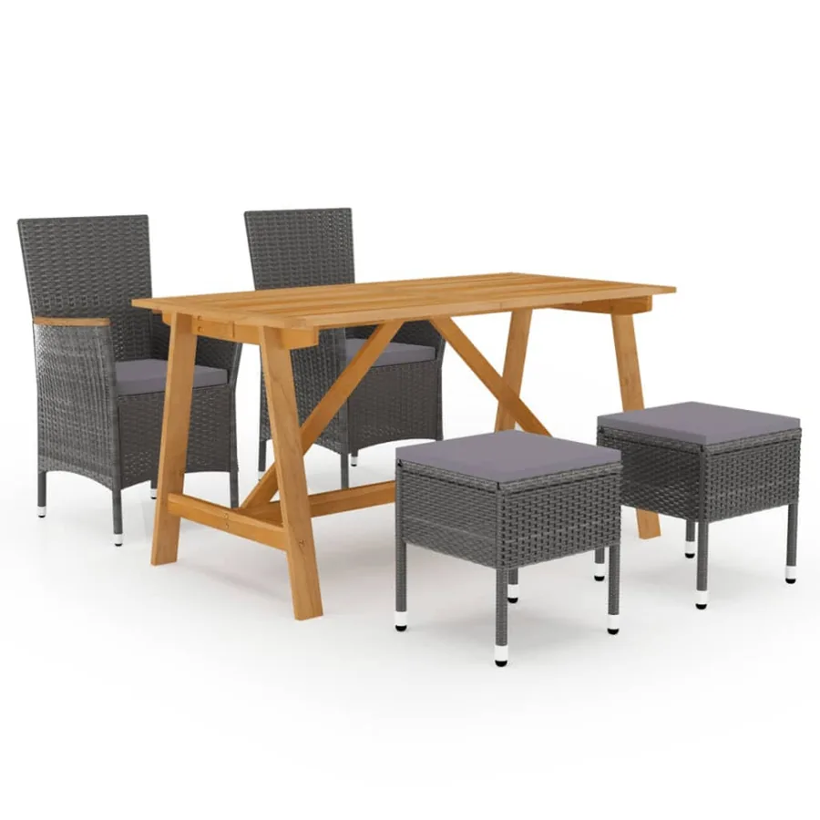 Ensemble à manger de jardin 5 pcs Gris