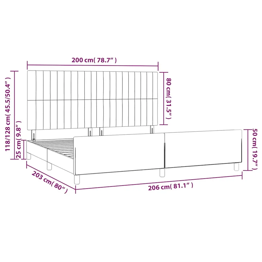 Cadre de lit sans matelas vert foncé 200x200 cm velours - 12