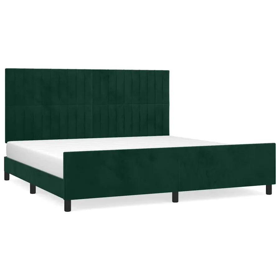 Cadre de lit sans matelas vert foncé 200x200 cm velours - 2