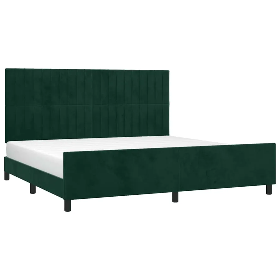 Cadre de lit sans matelas vert foncé 200x200 cm velours - 3