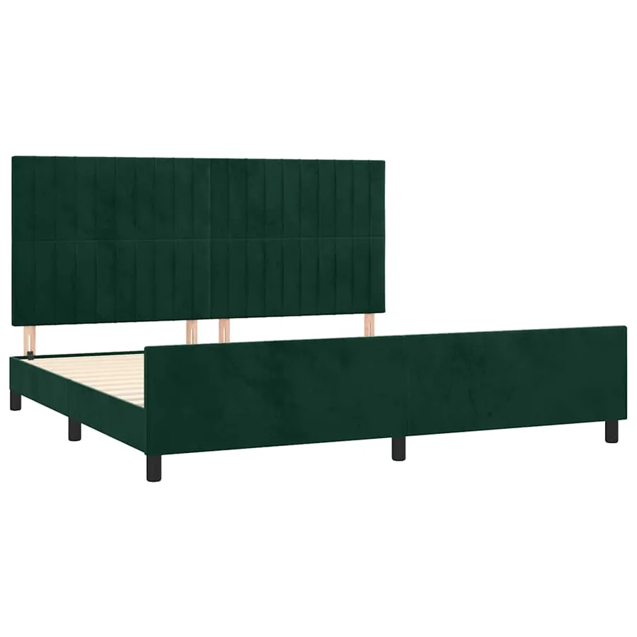 Cadre de lit sans matelas vert foncé 200x200 cm velours - 4