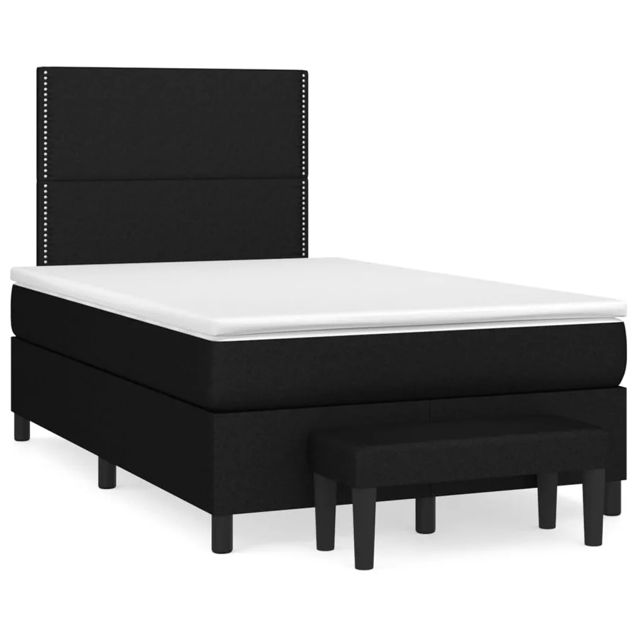 Sommier à lattes de lit avec matelas Noir 120x200 cm Tissu - 2