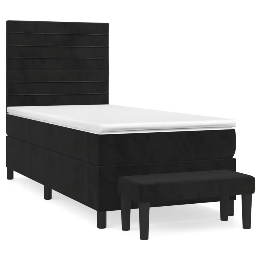 Sommier à lattes de lit avec matelas Noir 100x200 cm Velours - 2