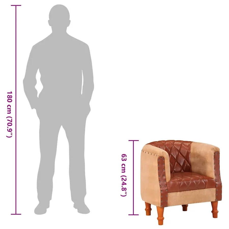 Chaise cabriolet marron cuir véritable bois de manguier massif - 10