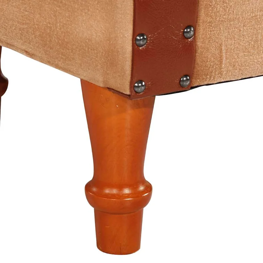 Chaise cabriolet marron cuir véritable bois de manguier massif - 7