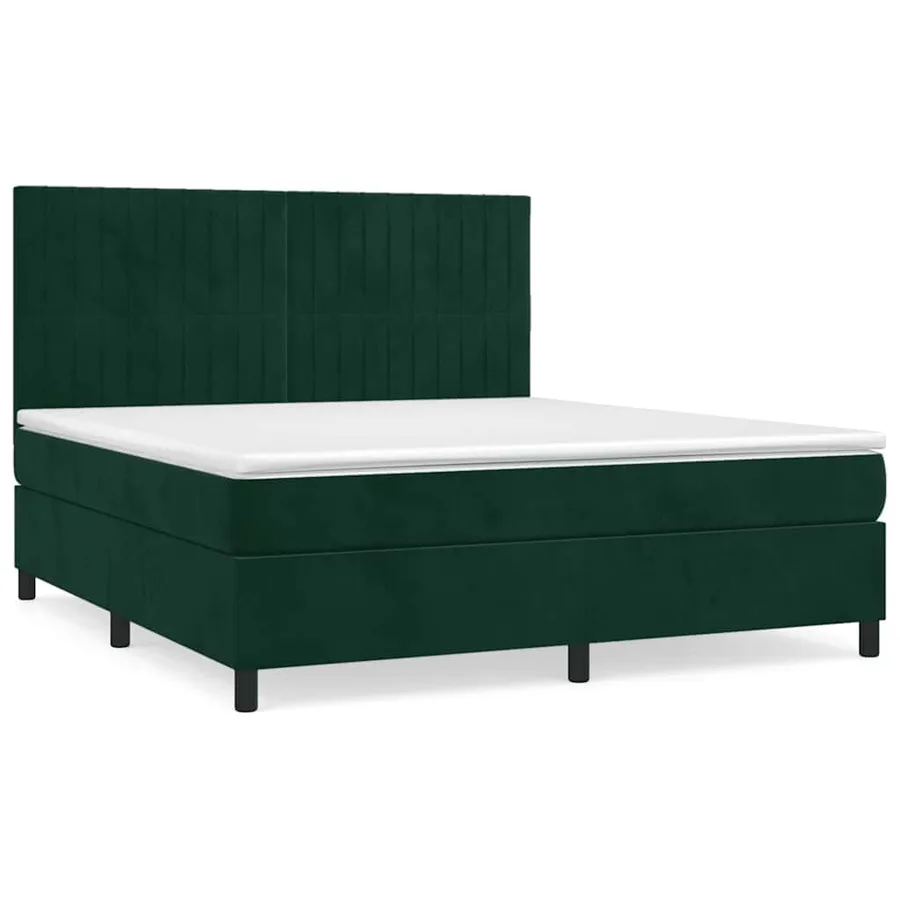 Sommier à lattes de lit et matelas Vert foncé 160x200cm Velours - 2