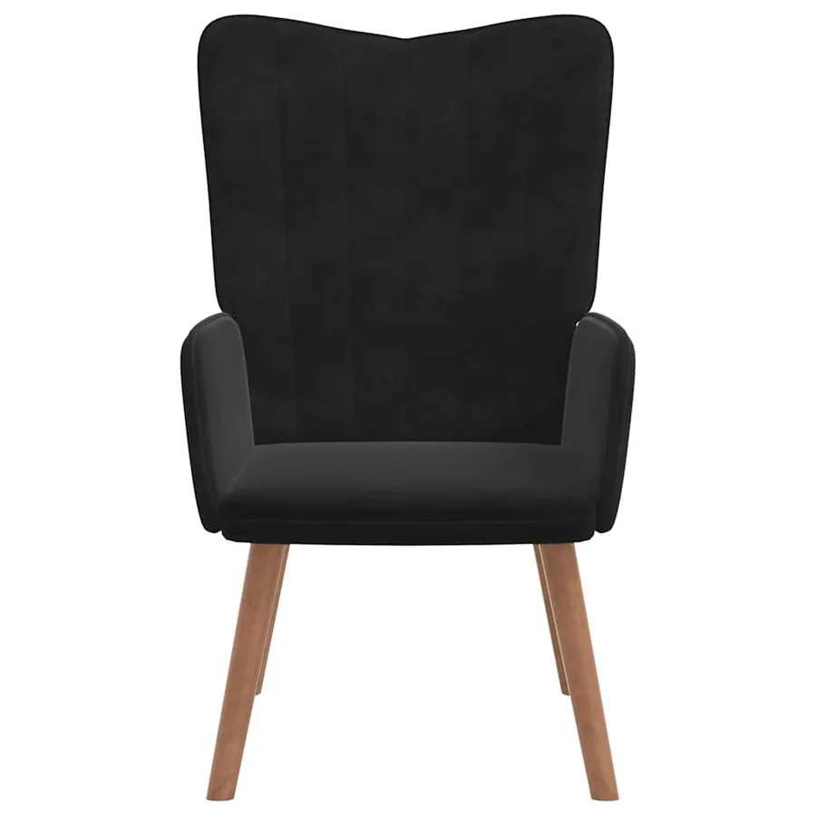 Chaise de relaxation avec repose-pied Noir Velours - 7