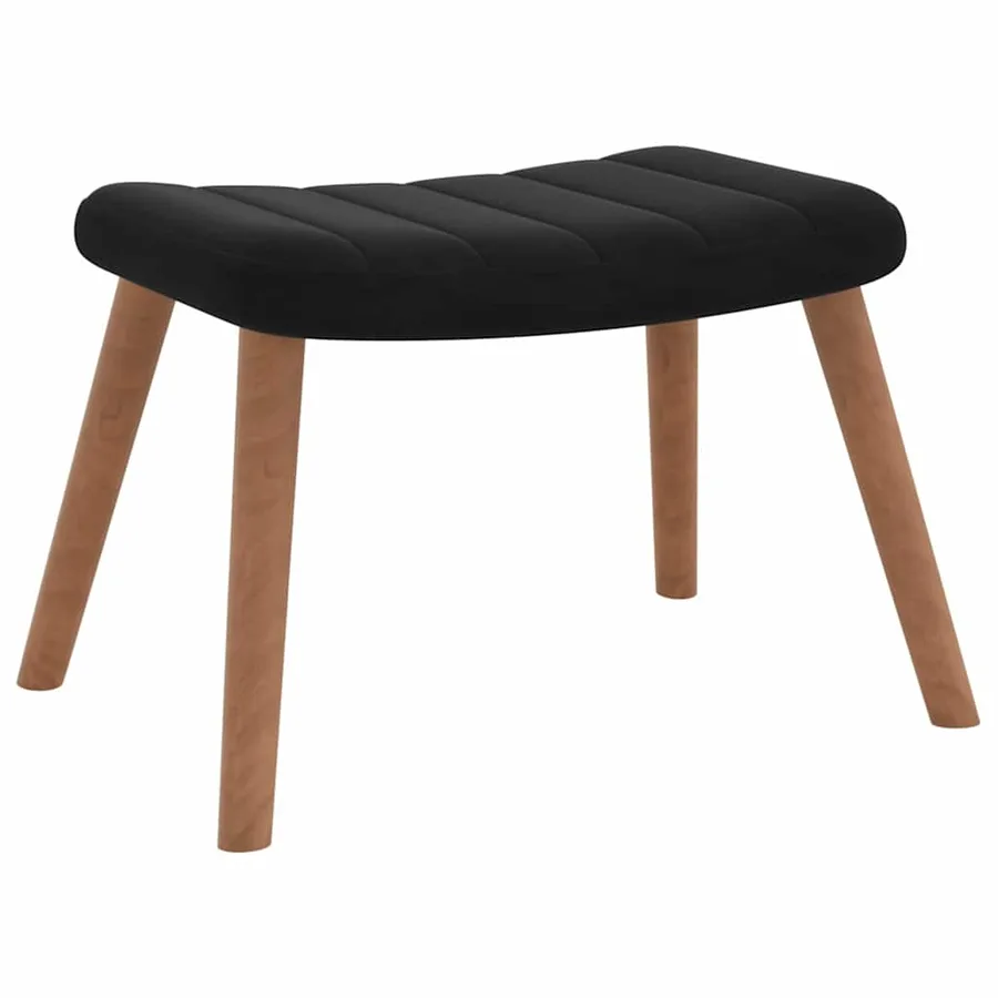 Chaise de relaxation avec repose-pied Noir Velours - 8
