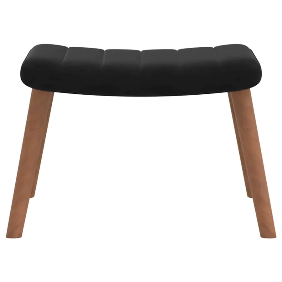 Chaise de relaxation avec repose-pied Noir Velours - 9
