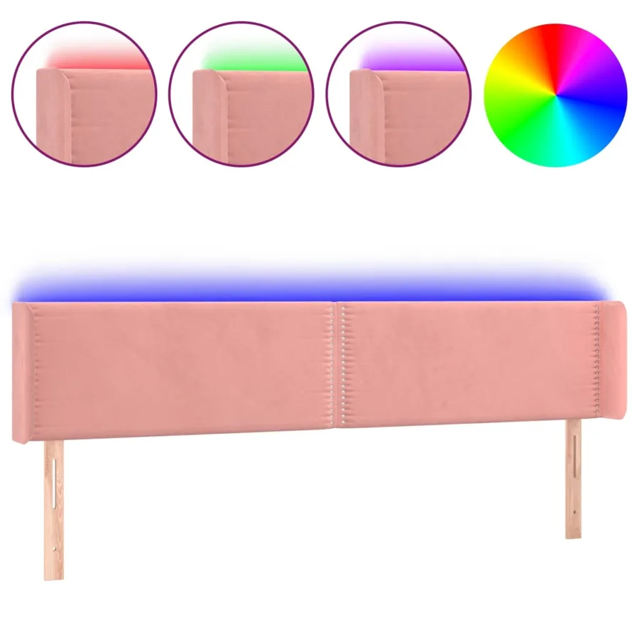 Tête de lit à LED Rose 183x16x78/88 cm Velours - 2