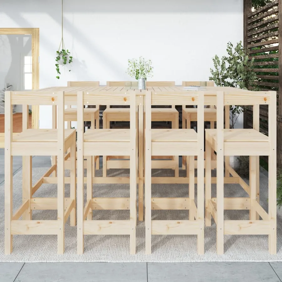 Ensemble de bar de jardin 9 pcs Bois de pin massif - 3