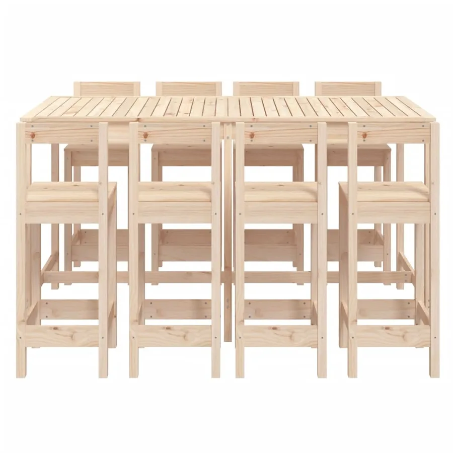 Ensemble de bar de jardin 9 pcs Bois de pin massif - 4