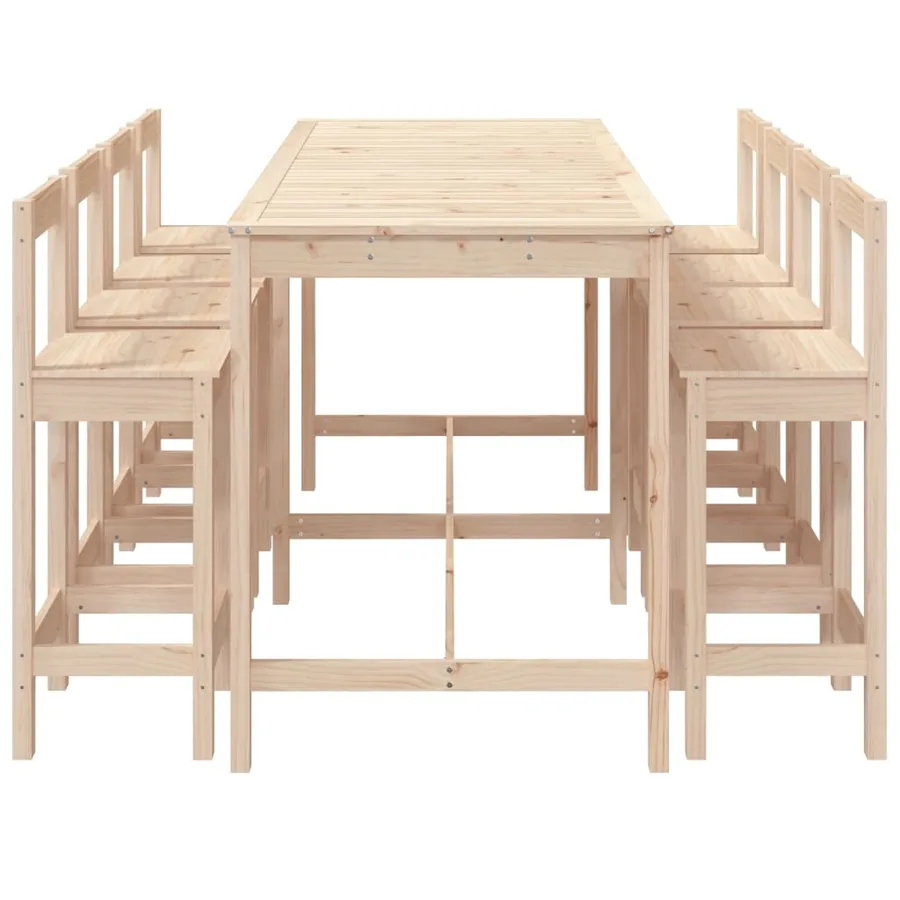 Ensemble de bar de jardin 9 pcs Bois de pin massif - 5