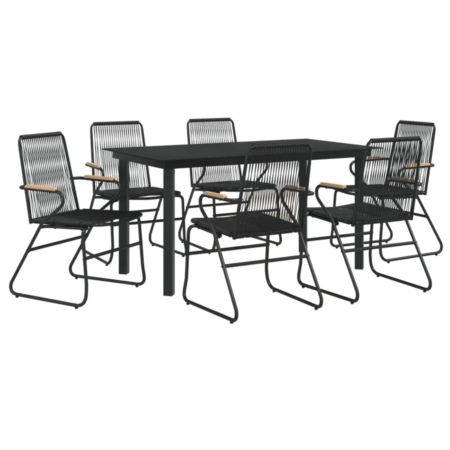 Ensemble à manger de jardin 7 pcs Noir Rotin PVC - 3