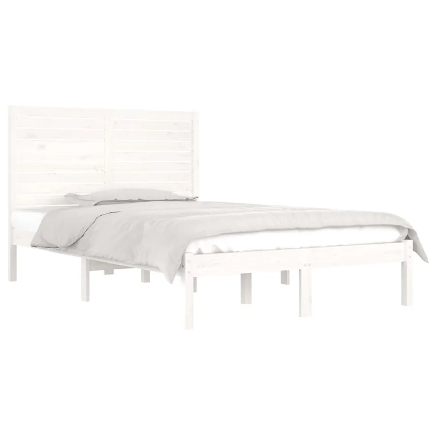 Cadre de lit sans matelas blanc 135x190 cm bois massif - 3