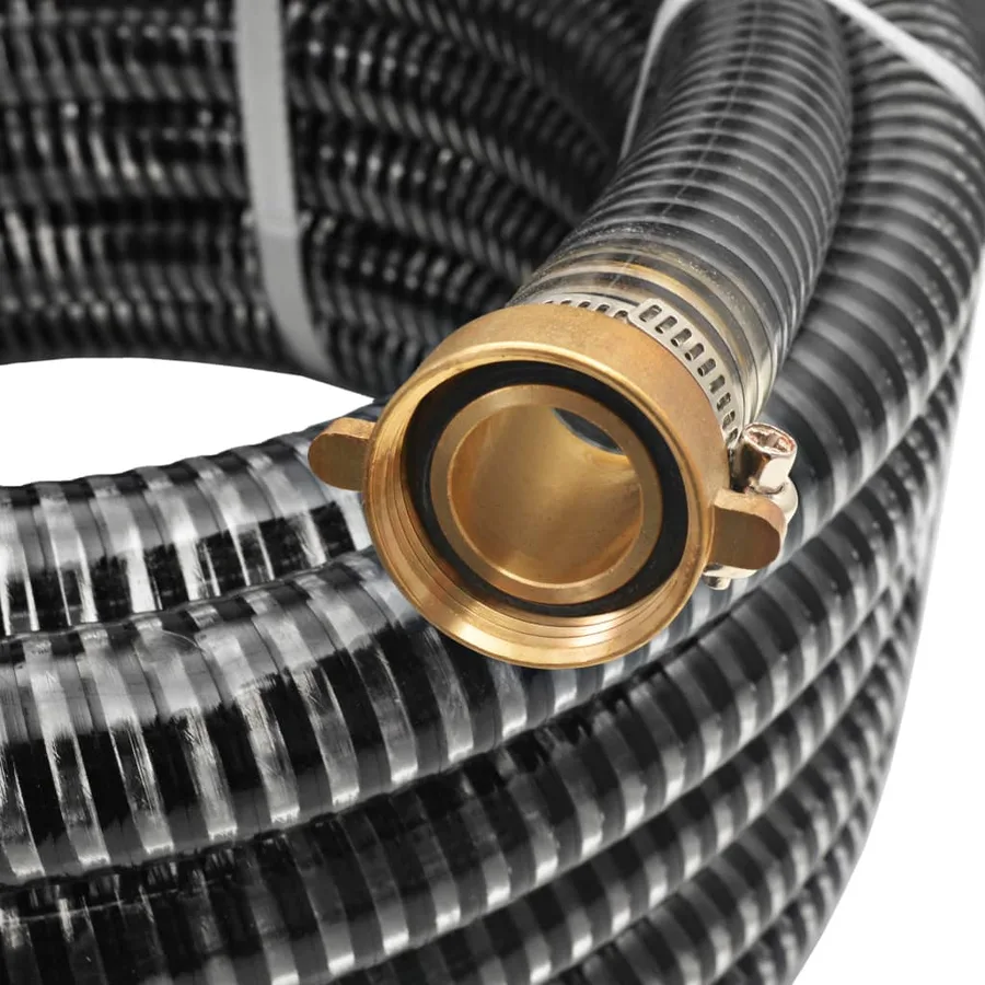 Tuyau d'aspiration avec raccords en laiton 4 m 25 mm Noir - 3
