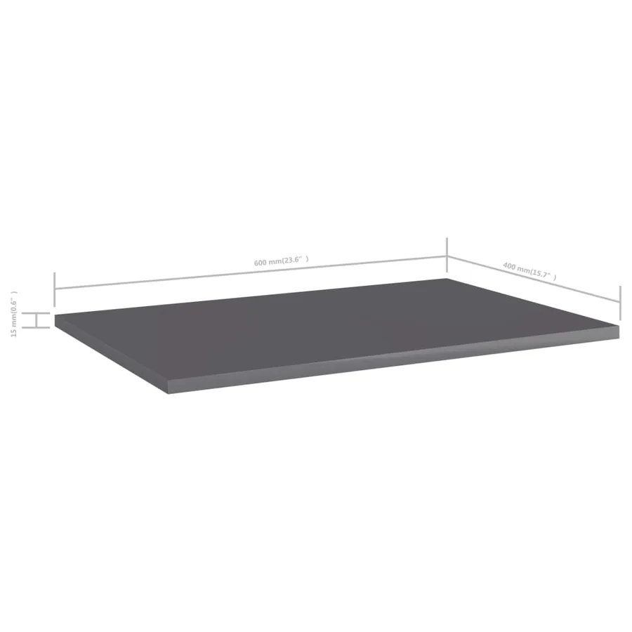 Panneaux bibliothèque 4 pcs Gris brillant 60x40x1,5cm Aggloméré - 5