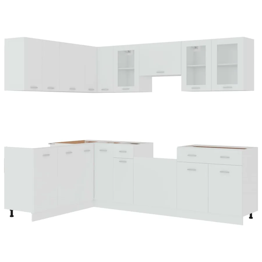 Ensemble de 11 meubles de cuisine "Lyon" en bois d'ingénierie blanc - 3
