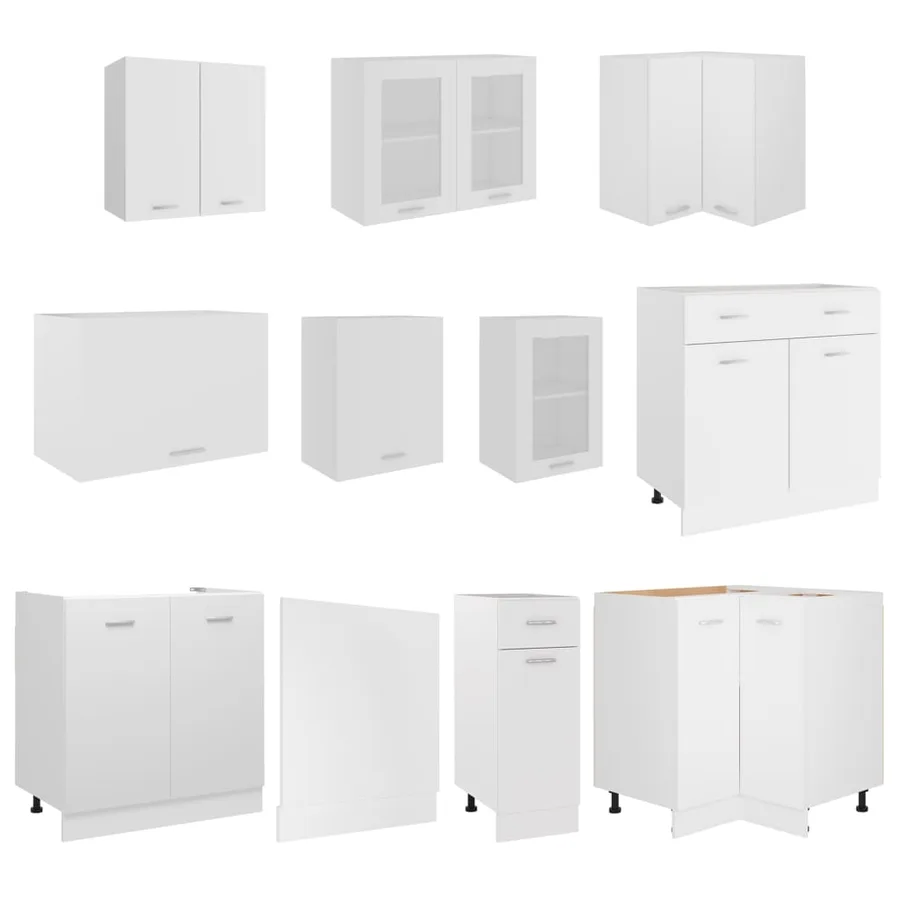 Ensemble de 11 meubles de cuisine "Lyon" en bois d'ingénierie blanc - 4